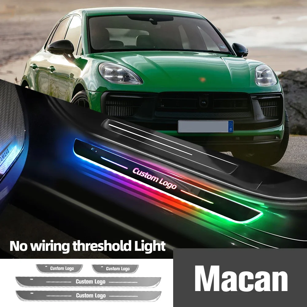 

For Porsche Macan 2014-2023 2019 2020 2022 Car Door Sill Light Customized Logo LED Welcome Threshold Pedal Lamp Accessories