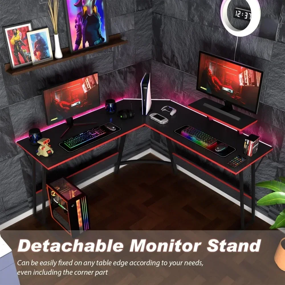 L Shaped Gaming Desk, Mesa do computador com grande desktop, Estudar e trabalhar, Casa e local de trabalho