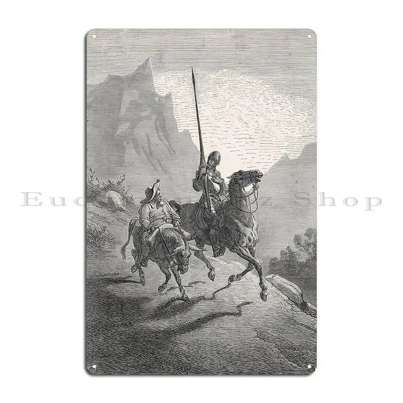 Don Quixote And Sancho Panza Metal Plaque Designing Bar Cinema Painting Character Tin Sign Poster