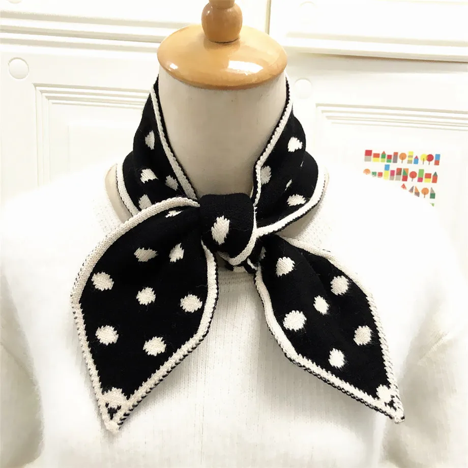 Small Dot Winter Scarf Brand Knitted Scarf Sharp Angle Women Scarf Long Skinny Small Scarf Female Neckerchief Scarves Wraps