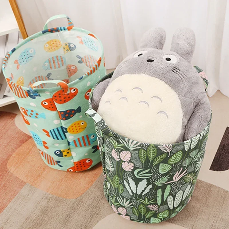 Useful Laundry Basket Foldable Home Laundry Storage Bag Portable Cotton Linen Hamper for Kids Toy Dirty Clothes Basket Organizer