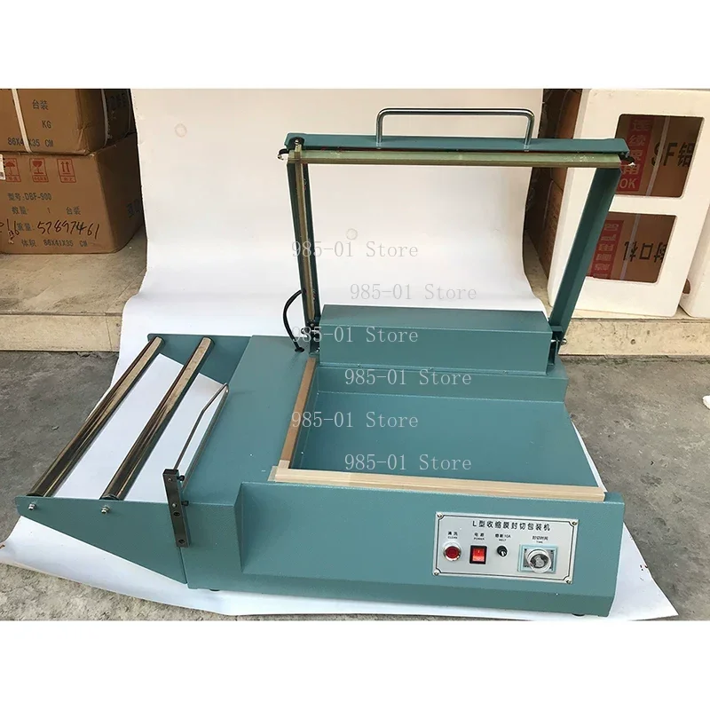 220V 800W L-type Manual Heat Shrink Sealer, Cutting and Sealing Machine for POF Plastic Film