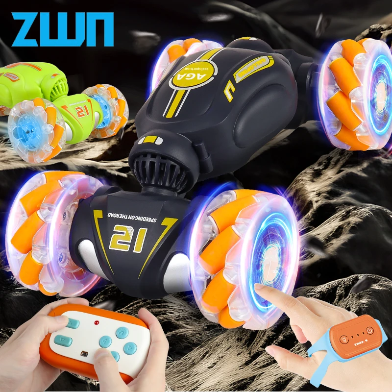 ZWN RC Stunt Car With Music Lights Double Remote Control 360° Degree Rotation Off Road Kids Rc Drift Car Toy for Boys Girls Gift