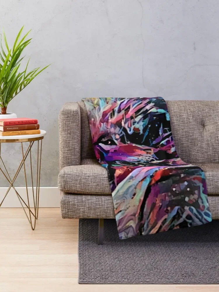 Vaporpaint Neon Wolf Pair Throw Blanket for winter warm for winter Blankets