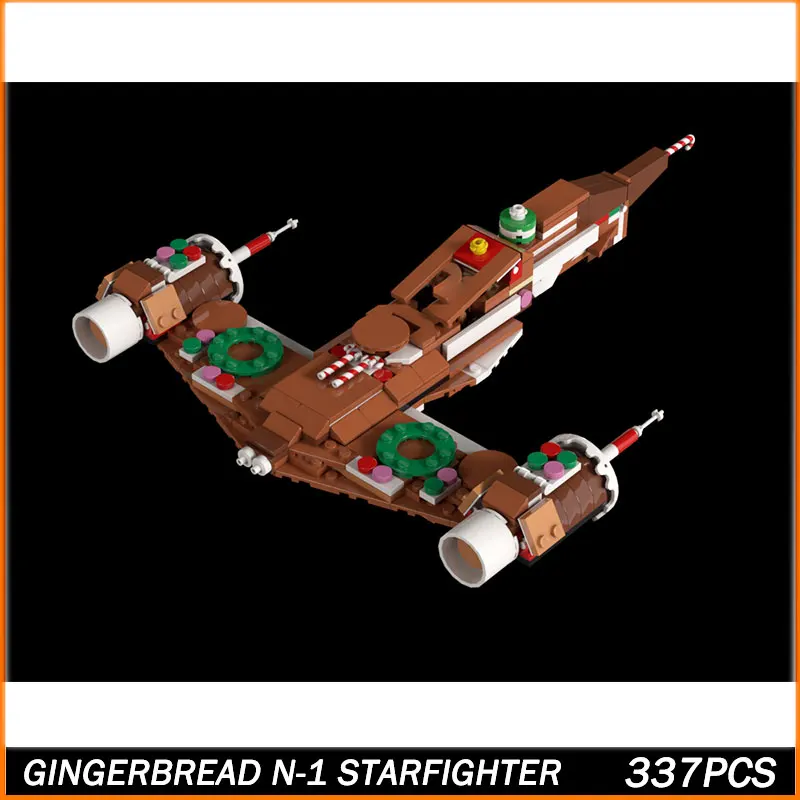 

Строительные блоки MOC, серия «Космические войны», MOC, пряничный корабль N-1, космический корабль, творческая образовательная головоломка, игрушка, рождественские подарки, 459 шт.