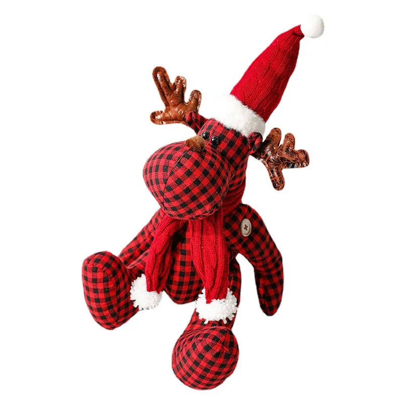 

Рождественский плюшевый мишка, красный, черный клетчатый олень, мягкая кукла для рождественского декора, подарок