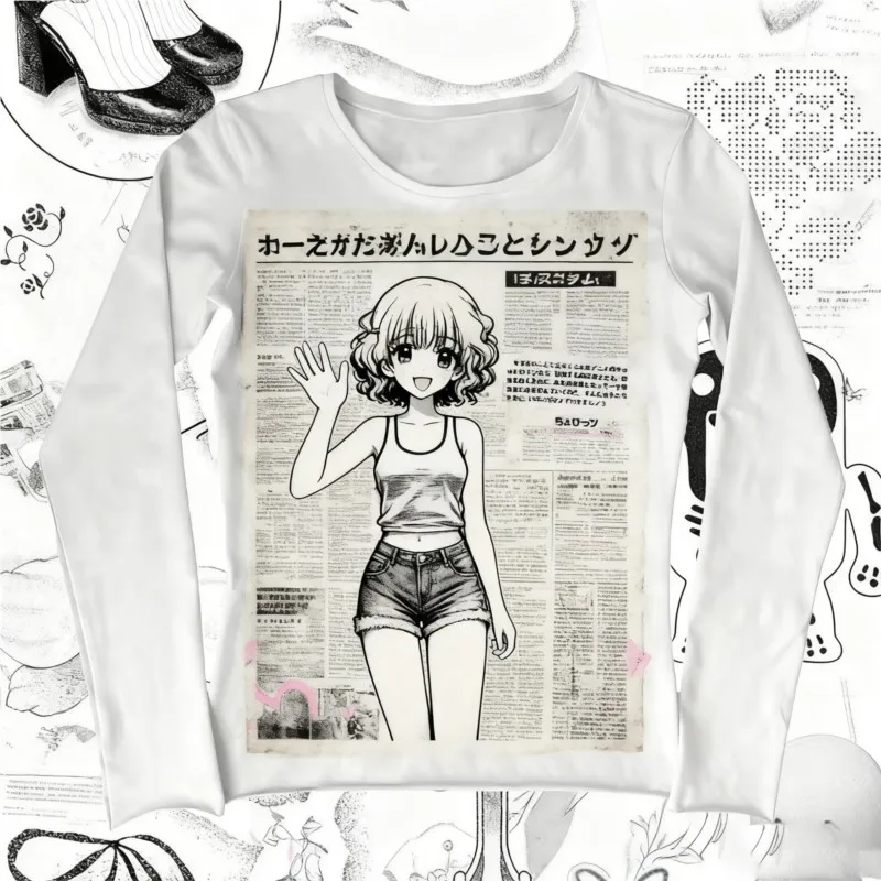 

90s Vintage Clothes Emo Female Clothing Kpop Goth Crop Japanese Y2k Tops Grunge Clothes Y2k Kitty Top for Women Women's T-shirts