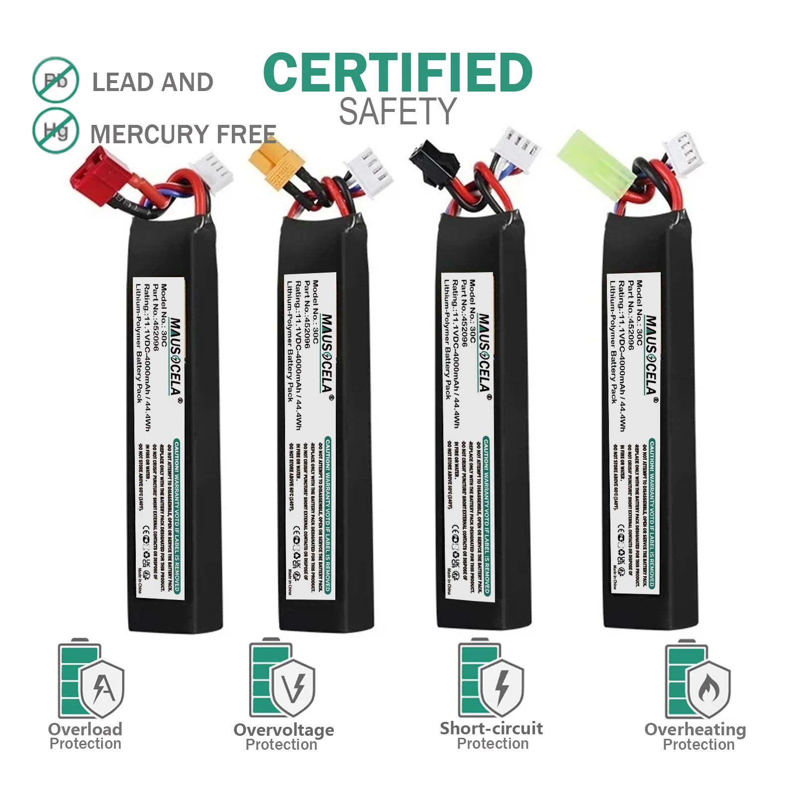 

4000mAh Water Gun Airsoft 11.1V 3S 30C 452096 LiPo Battery T/Tamiya/XT30 Plug for Airsoft BB Air Pistol Electric Toys Guns Parts