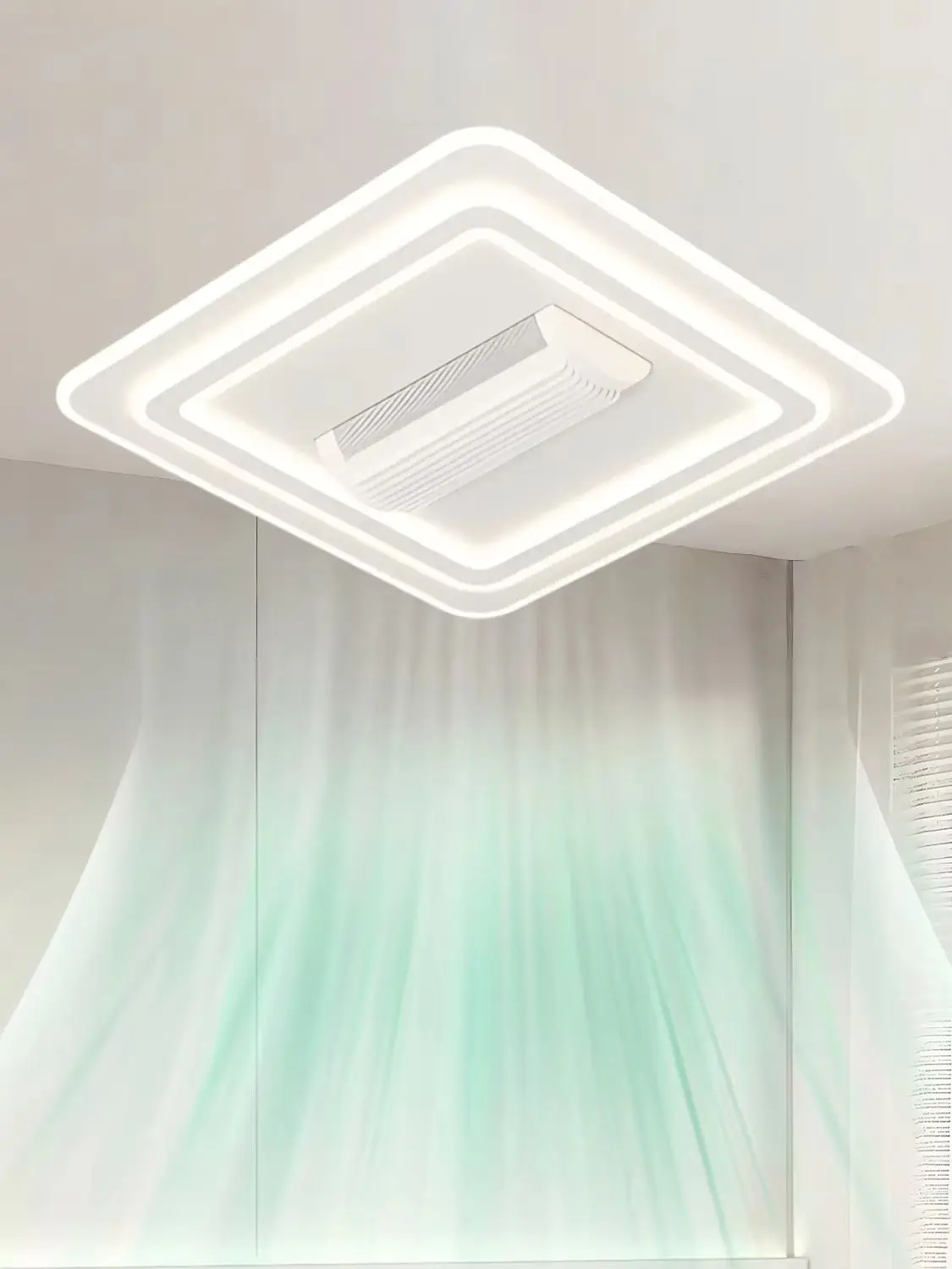 Jelena Blattloser Ventilator mit Licht Unsichtbarer LED-Deckenventilator für Innenräume Intelligenter Schlafzimmer- und Wohnzimmer-Ventilator mit Fernbedienung Hängelampe