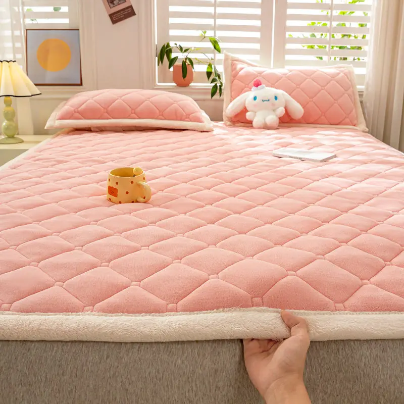 Winter Soft Warm Plush Mattress Toppers Single Bed Foldable Bedsheet Tatami Floor Mat Students Dormitory Mattress Protection Pad