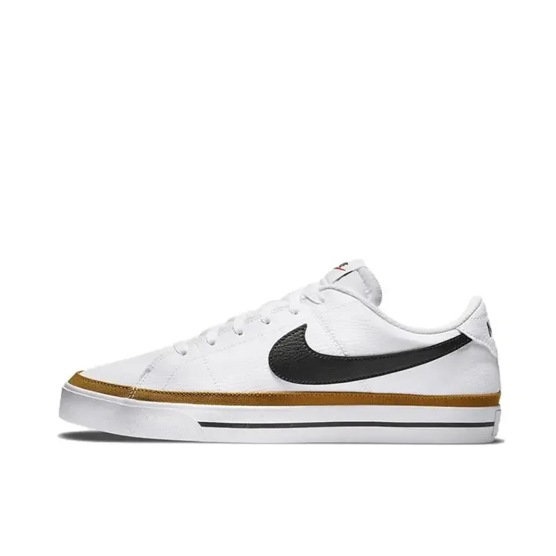 Nike Court Legacy Men Skateboarding Shoes Non Slip Low-Cut White Black Sneakers DH3162-100