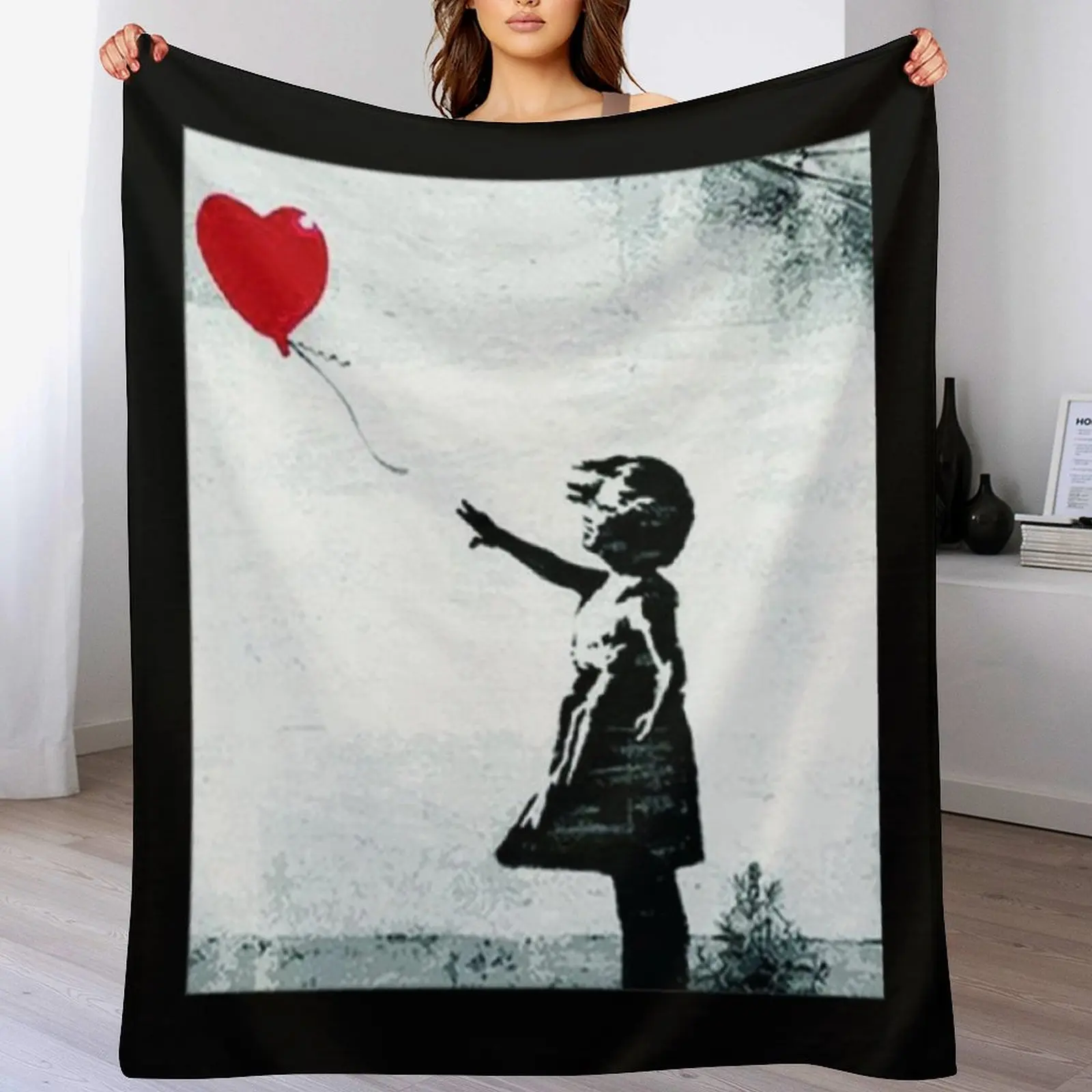 Banksy Hope Throw Blanket Wrinkle Resistant Lightweight Blanket