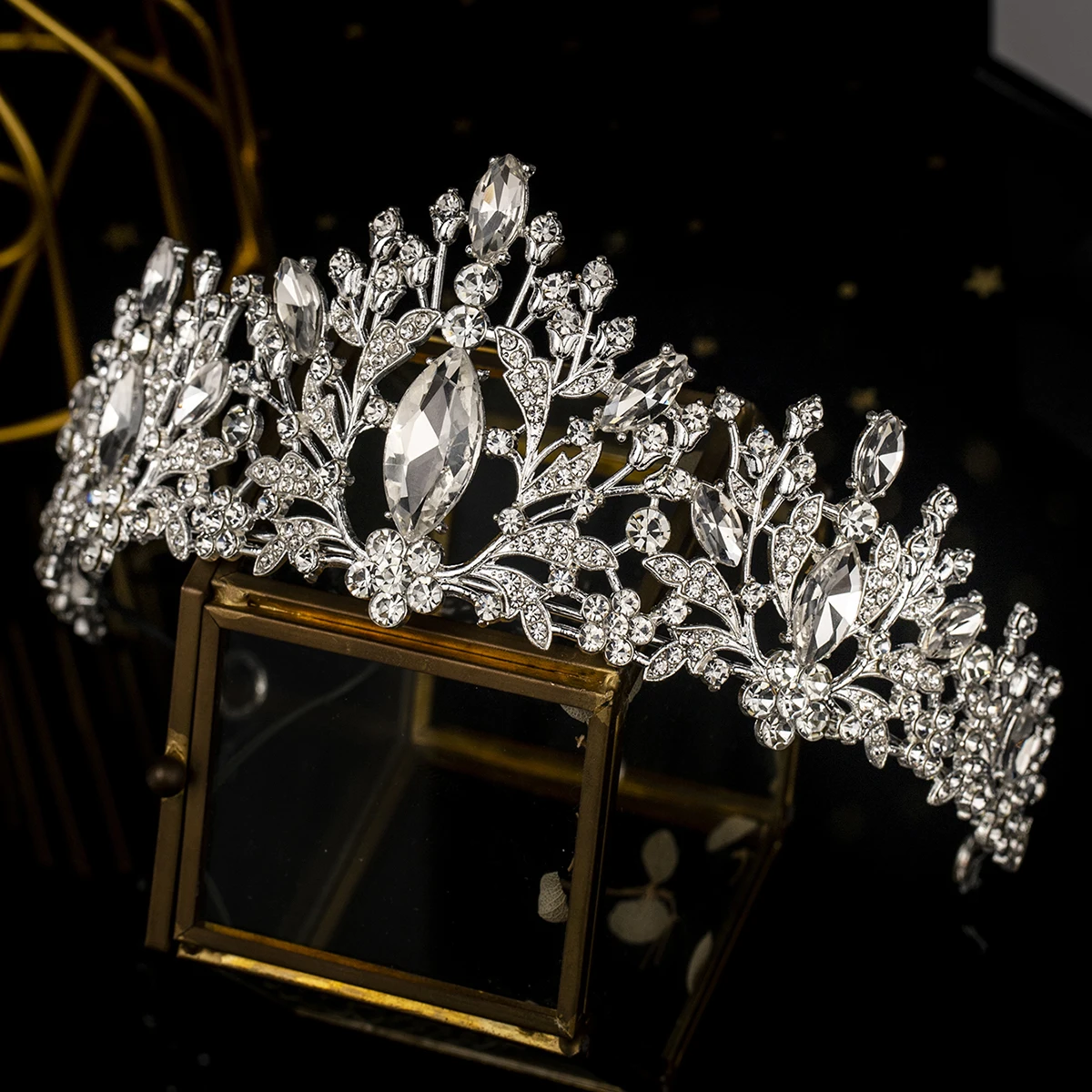 Luxus Kristall Strass Krone Krone Mode handgemachte Tiara für Frauen klassische Prinzessin Haarschmuck für wichtige Anlässe – Detail 8