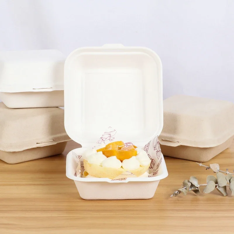 10/20PCS Disposable Lunchbox Bento Food Containers Biodegradable Hamburger Box Baking Cak Packing Paper Dessert Snack Box