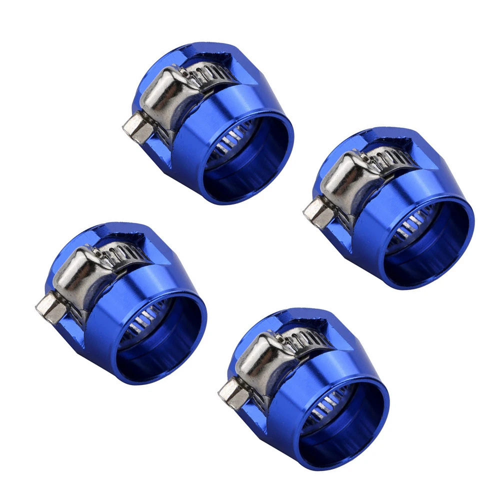 

4x Universal AN6 Blue Aluminum for Car Engine Fuel Hose Clip Folder Accessories