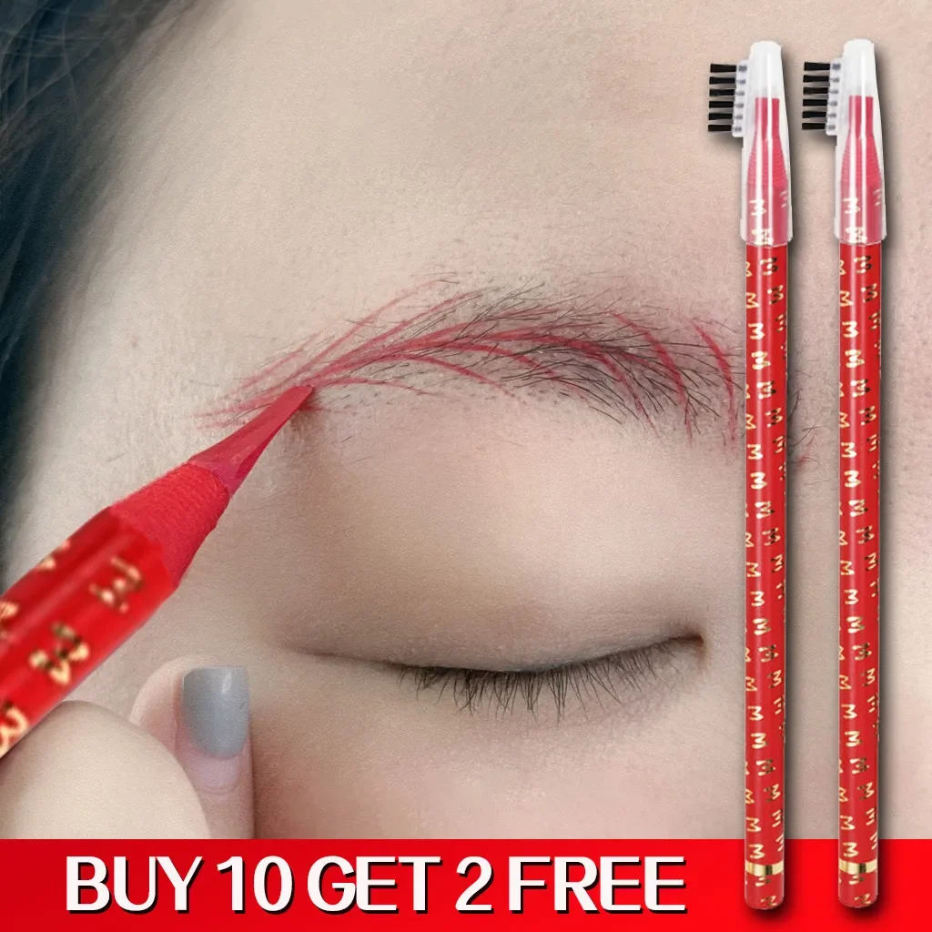 Monica Tattoo Artist Designed Eyebrow Pencil Red Hard Core Permanent Makeup Long Lasting Waterproof Positioning Eyebrow Pencil