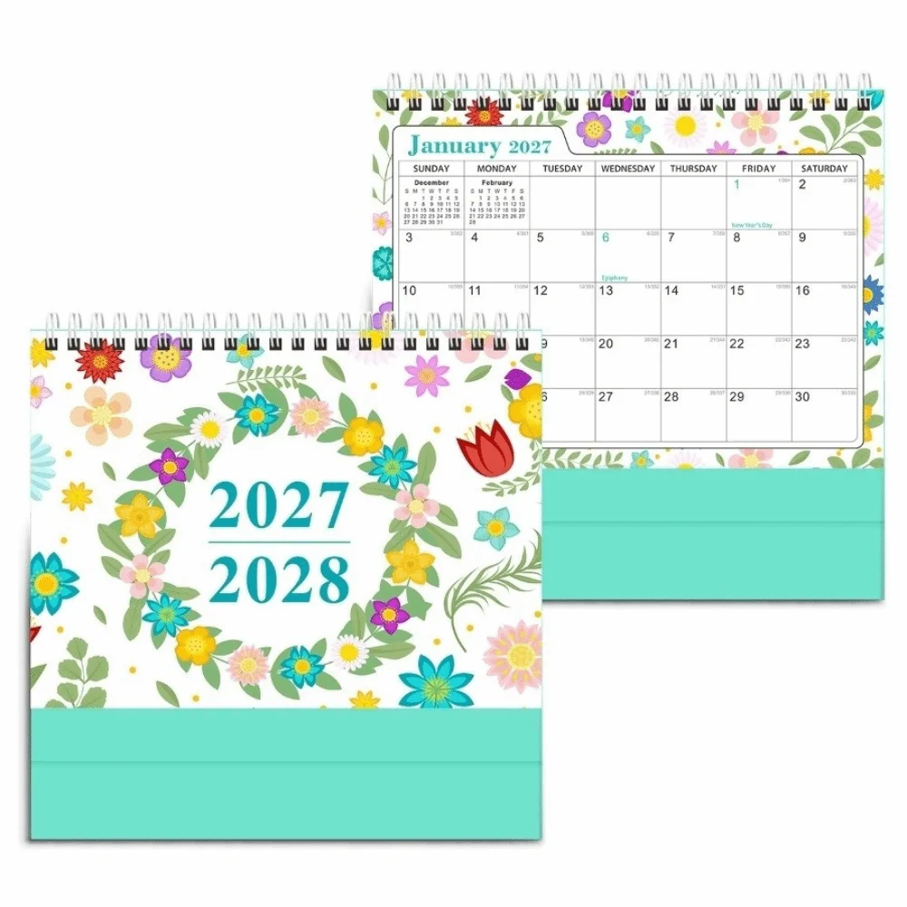 New Plant Desk Calendar Small Standing Flip 2027 Desktop Planner January 2027-June 2028 Office Supplies Monthly Agenda Calendar