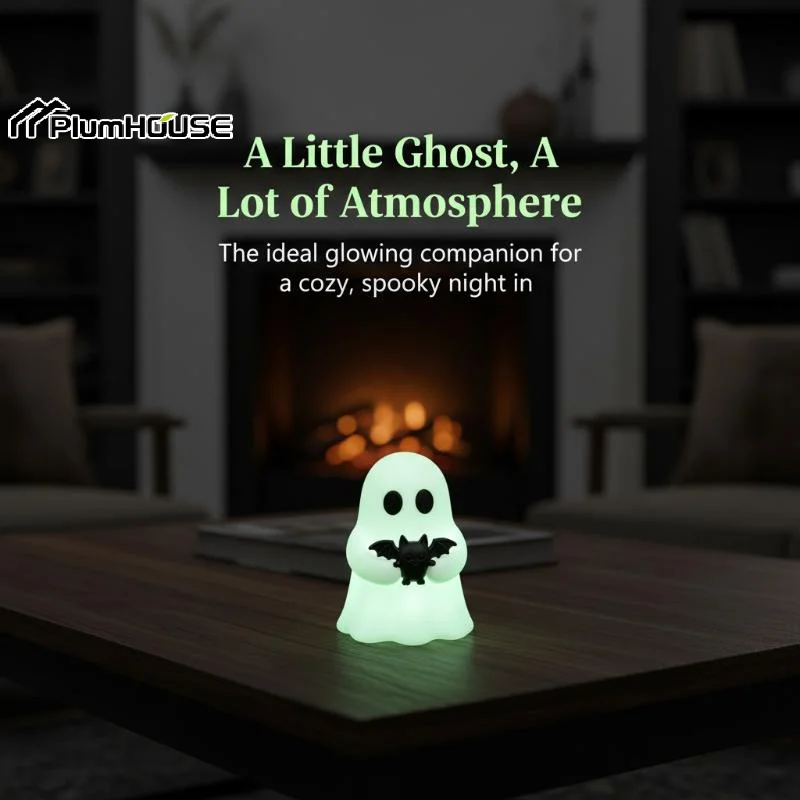 Halloween Luminous Mini Ghost Statue Soft Glow In Dark Ornament Cute Spooky Table Decor For Baking Topper Handcraft Holiday