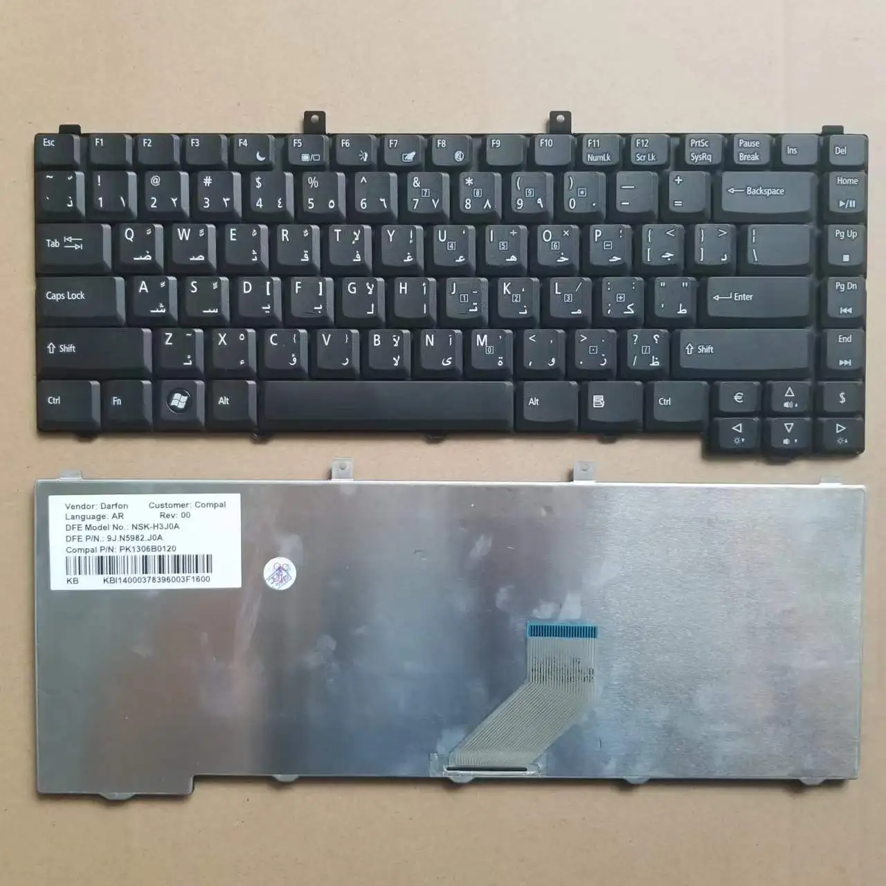 

New AR Arabic Keyboard For Acer Aspire 3100 5100 Series Black NSK-H3J0A 9J.N5982.J0A PK1306B0120 black No backlit