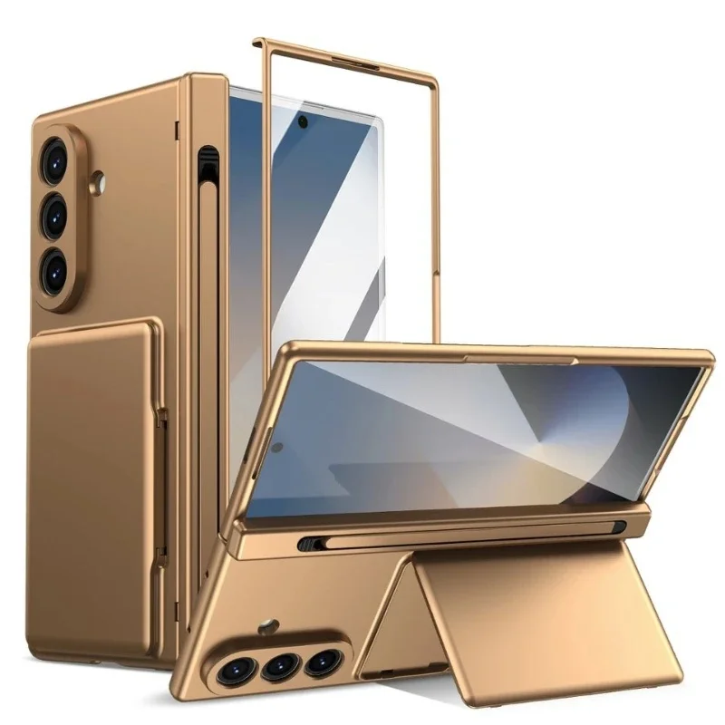 For Samsung Galaxy Z Fold8 Ultra Fold7 Fold6 Fold5 Fold4 Fold3 Case Card Holder Stylus Slot Hinge Protection Kickstand Cover