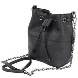 Women Bucket Bag Genuine Leather Ladies Chain Shoulder Bag Female drawstring Small Mini Girl's Summer Messenger Crossbody Bags