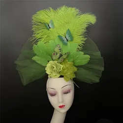 Feather Headdress Catwalk Model Competition Headpiece Exaggerated Headwear Stage Makeup Styling Hair Accessories
