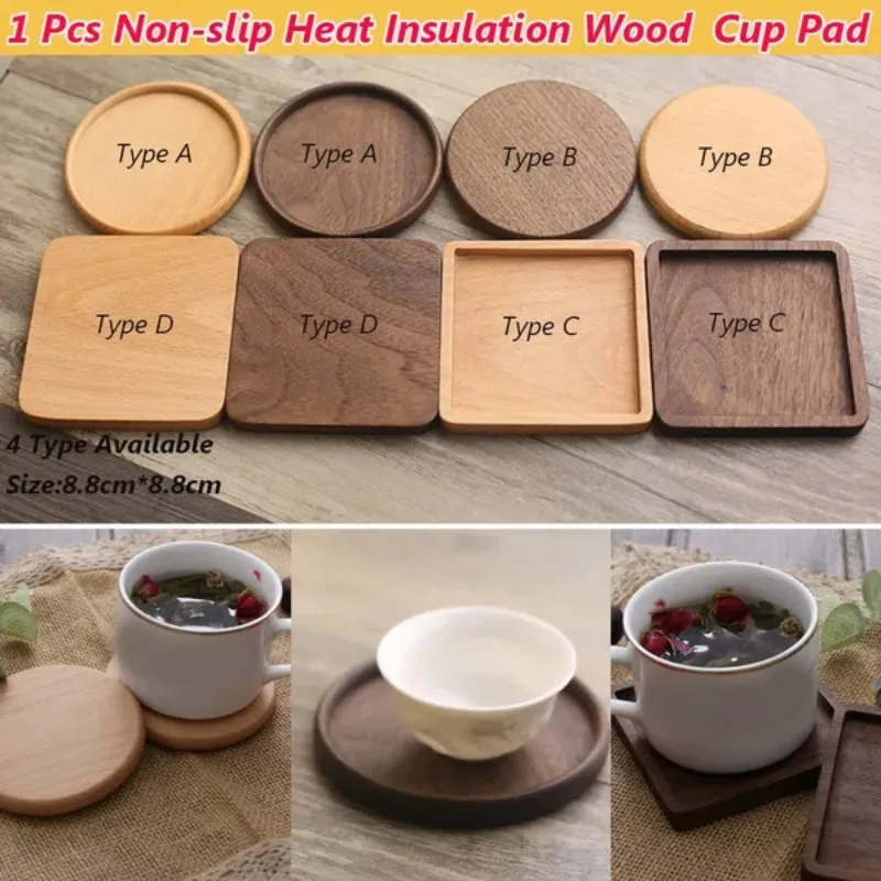 1 Pc Creative Wood Coffee Cup Pad Durable Non-slip Heat Resistant Insulation Cup Coasters Pad(Only Cup Pad)