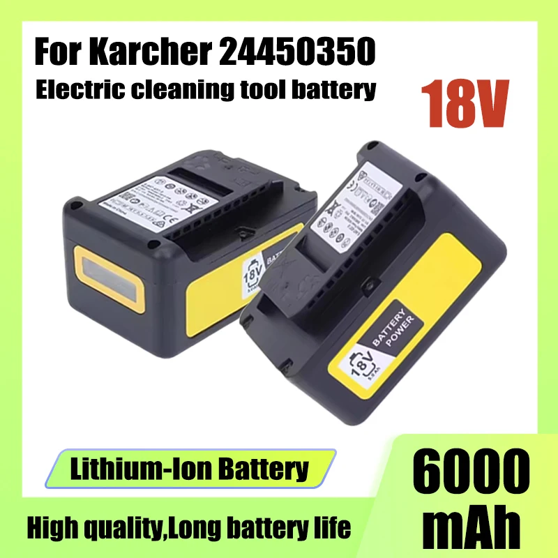 18V 5000mAh/6000mAh lithium-ion battery for Karcher 24450350 electric cleaning tool battery replacement, with LCD display