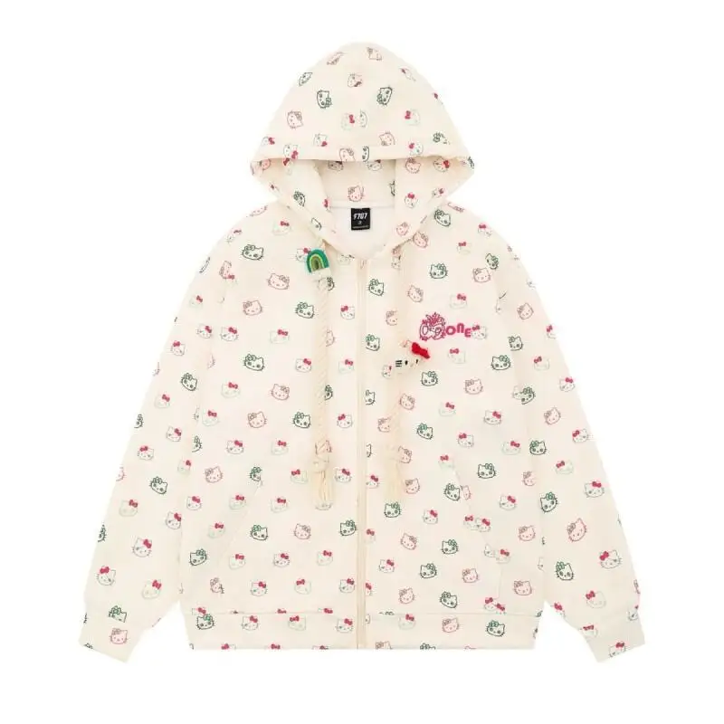 

Толстовка Sanrio Hello Kitty Kawaii, модная повседневная мужская и женская куртка-кардиган на молнии, толстовка с капюшоном, дешевое предложение