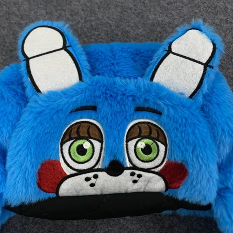 Outdoor Autumn Winter Blue Bear Face Cartoon Embroidery Warm Windproof Double Layer Cotton Lei Feng Hat with Ear Protection