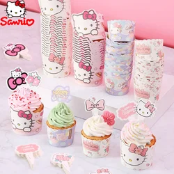 100Pcs Paper Cup Set Hello Kitty High Temperature Resistant Paper Cake Paper Coaster Baking Paper Cup Cartoon Paper Cup Mold