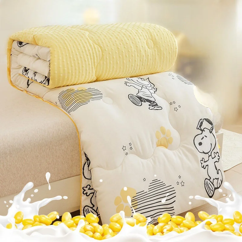 

Waed Cotton Soybean Fiber Filled Blanket Autumn Winter Thiened Warm Comforter Single Bedding Durable Striped Cover