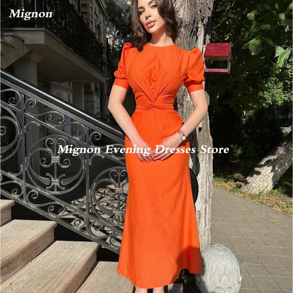 

Mignon Satin Mermaid Scoop Neckline Prom Gown Cap Straps Evening Ankle-Length Formal Elegant Party Dresses for Women 2023