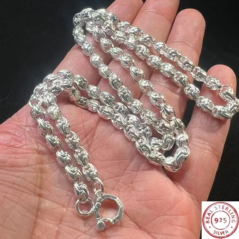 

925 Tibetan Silver Dragon Head Necklace, Bold Dragon Bone Chain, Trendy Vintage Silver Jewelry for Men