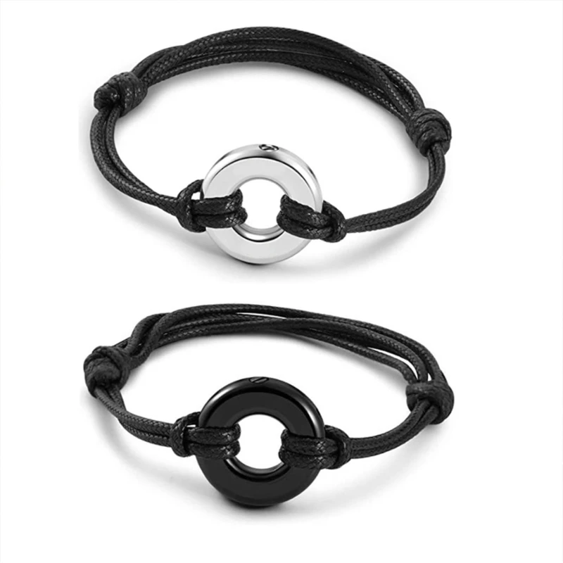 Memorial Cremation Ashes Holder Bracelet Stainless Steel and PU Leather Wristband Adjustable Length Handchain Accessory NEW