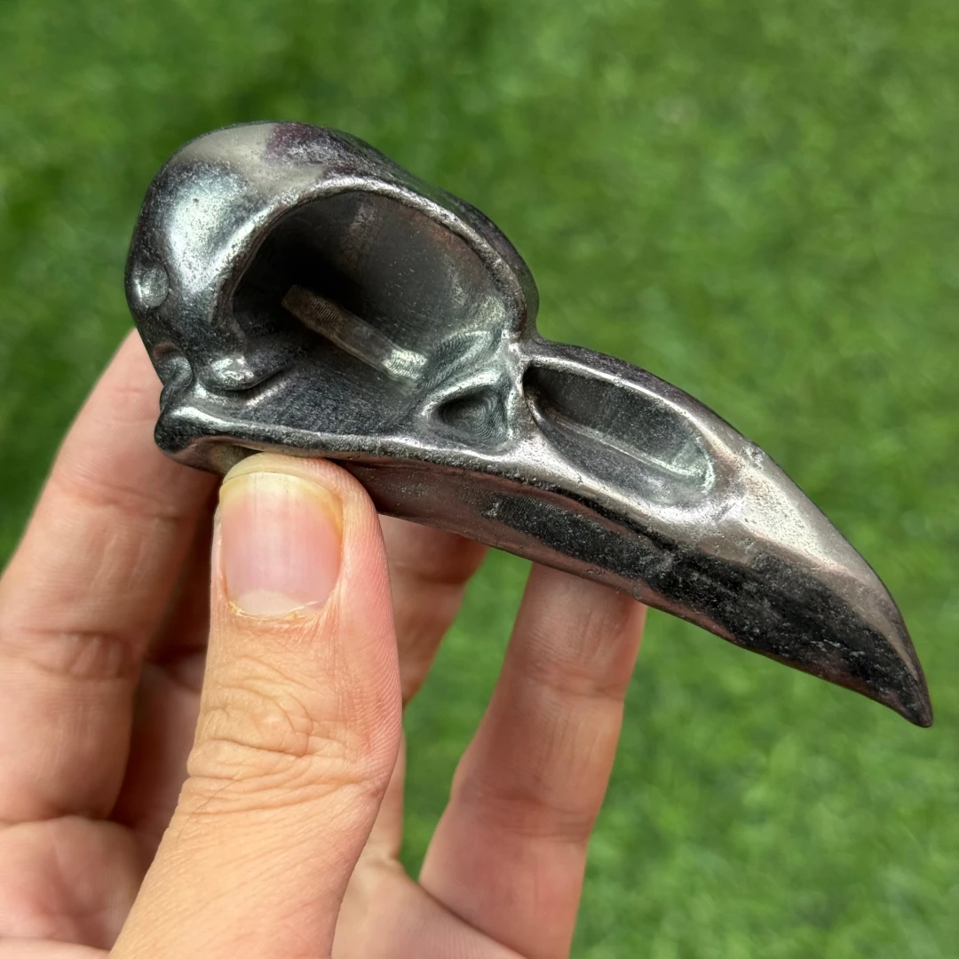 1 قطعة Shungite منحوتة يدويا الغراب الجمجمة النحت ، منحوتة Shungite الغراب الجمجمة ، الحجر الطبيعي منحوتة الهدايا #5