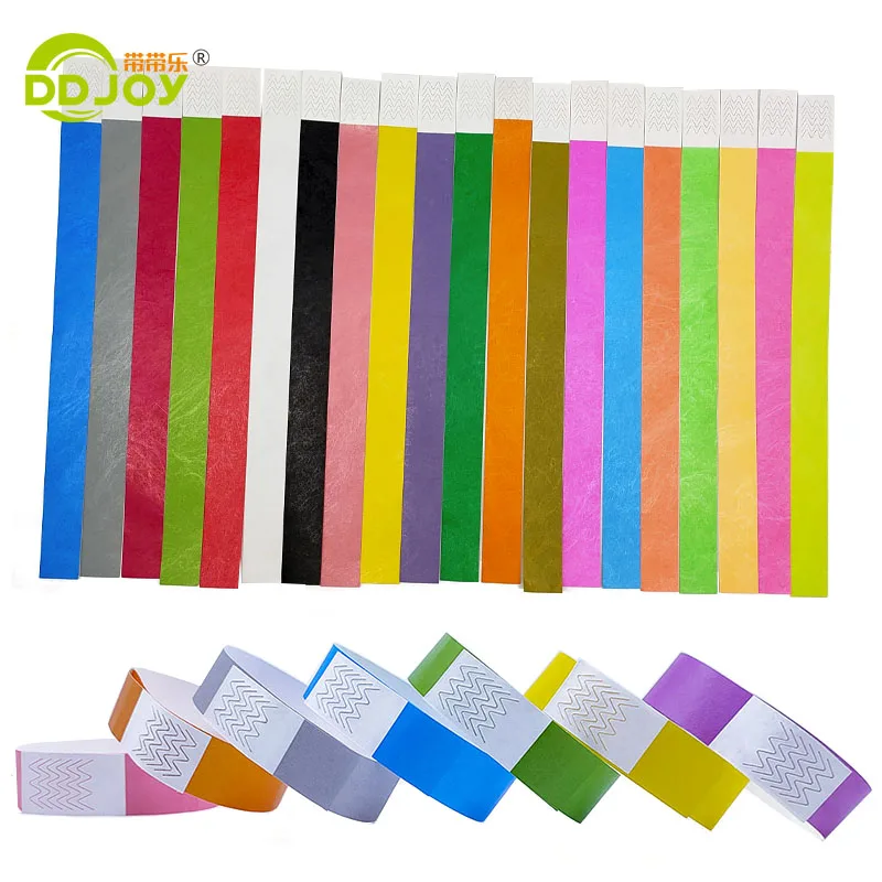 100pcs Colorful Neon Paper Wristbands Mixed Multicolor Waterproof Bracelets for Events Festivals 10 Colors