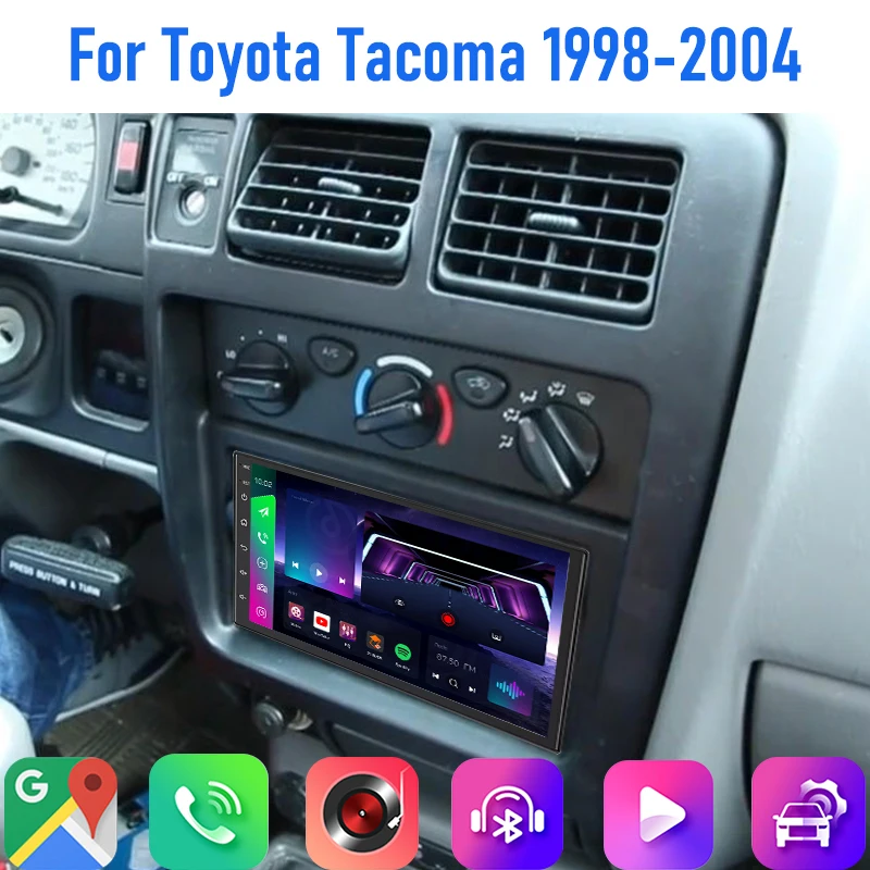

7'' For Toyota Tacoma 1998-2004 Car Radio 4G SIM Rear Camera Android 15 Auto Head Unit Bluetooth Google Map GPS Wireless Carplay