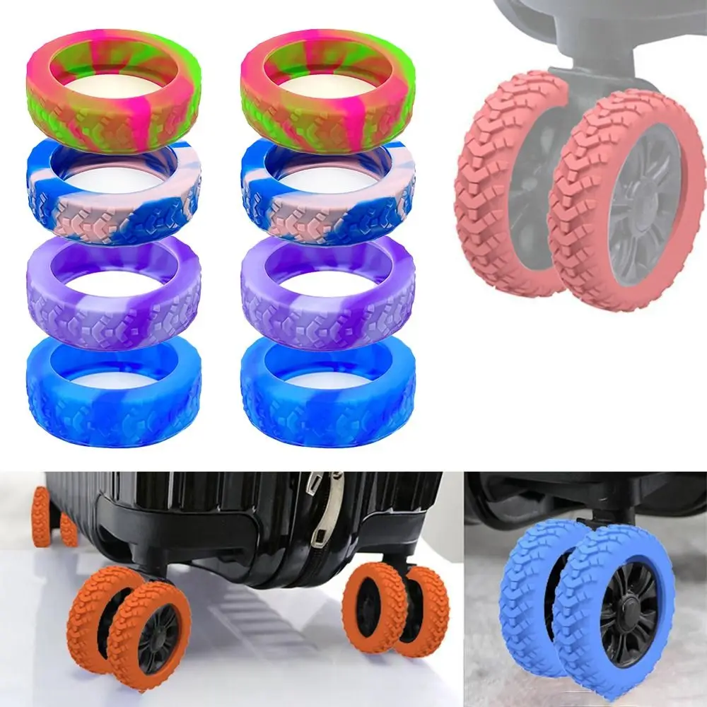 8PCS Silicone Suitcase Wheels Protection Cover Luggage Caster Shoes with Silent Sound Reduce Noise Trolley Box Casters Cover