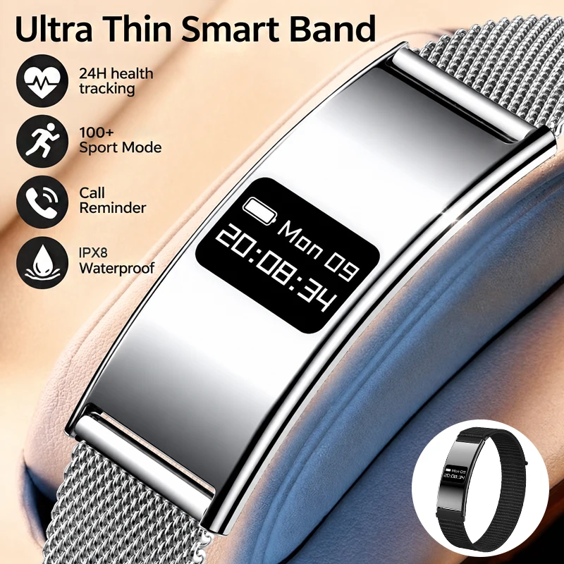 NEW Ultra Thin Smart Bracelet Sport Time Display Smart Bracelet Health Monitoring Pedometer Call Reminder Waterproof Smart Band