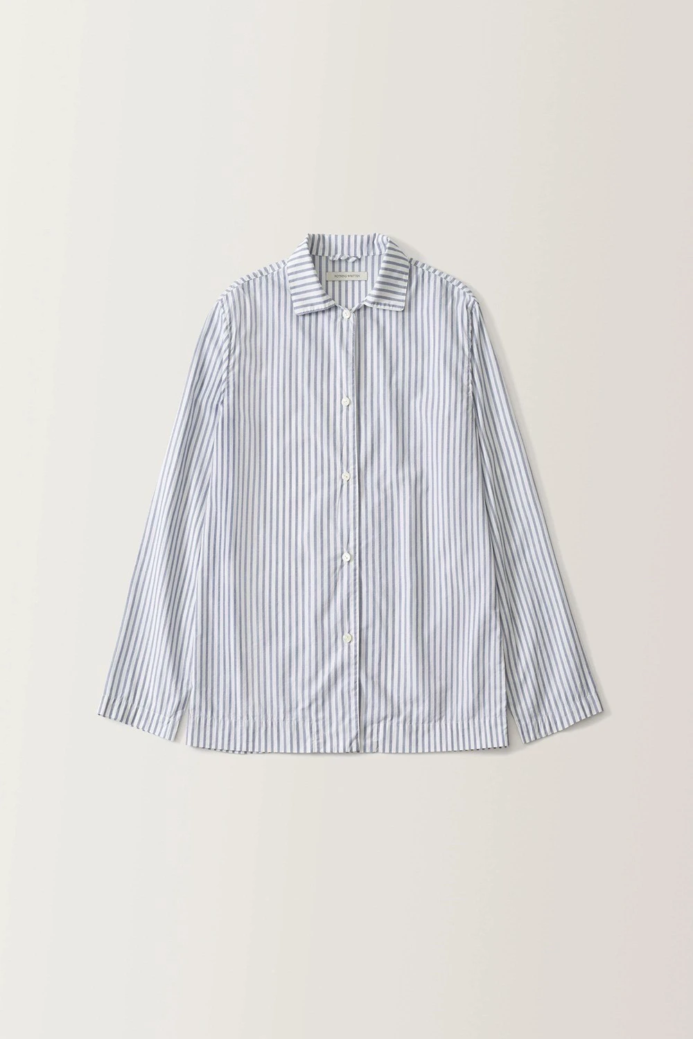 ゆったりとしたロングスリーブストライプ柄のゆったりとしたスリーブの春夏用レディースコットンカジュアルシャツ、襟ボタン留め、レギュラーフィット