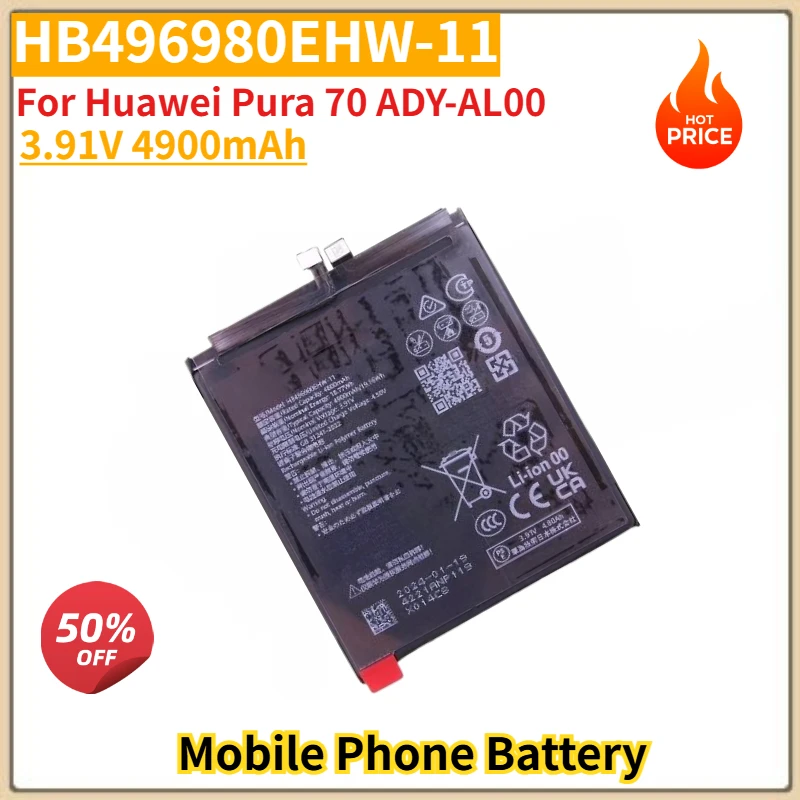 

HB496980EHW-11 High Quality Phone Battery 3.91V 4900mAh For Huawei Pura 70 ADY-AL00 Brand New Replacement Battery