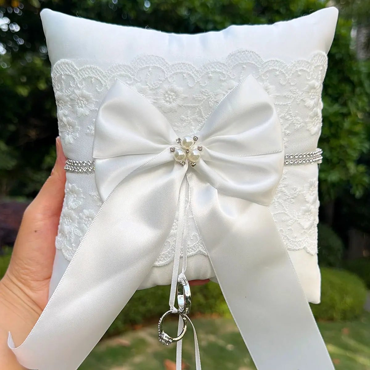 Bantal Cincin Pernikahan Renda - Ring Bearer Pillow ulasan dan harga