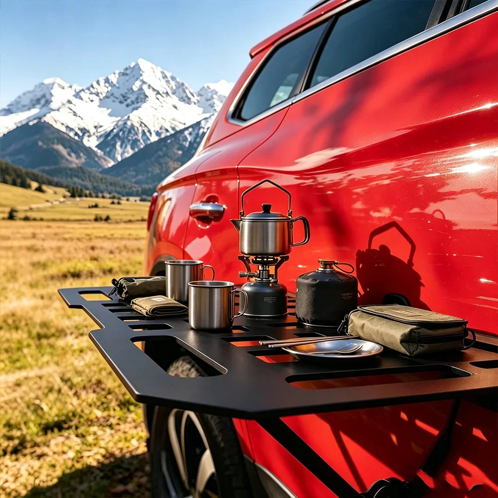 Outdoor Camping Car Door Mount Foldable Tray Table For Offroad SUV Vehicle Side Door Picnic Food Coffee Desktop Board
