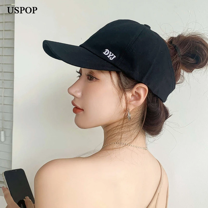 USPOP Summer Cotton Caps Women Pony Tail Baseball Caps Letter Sun Visor Hats