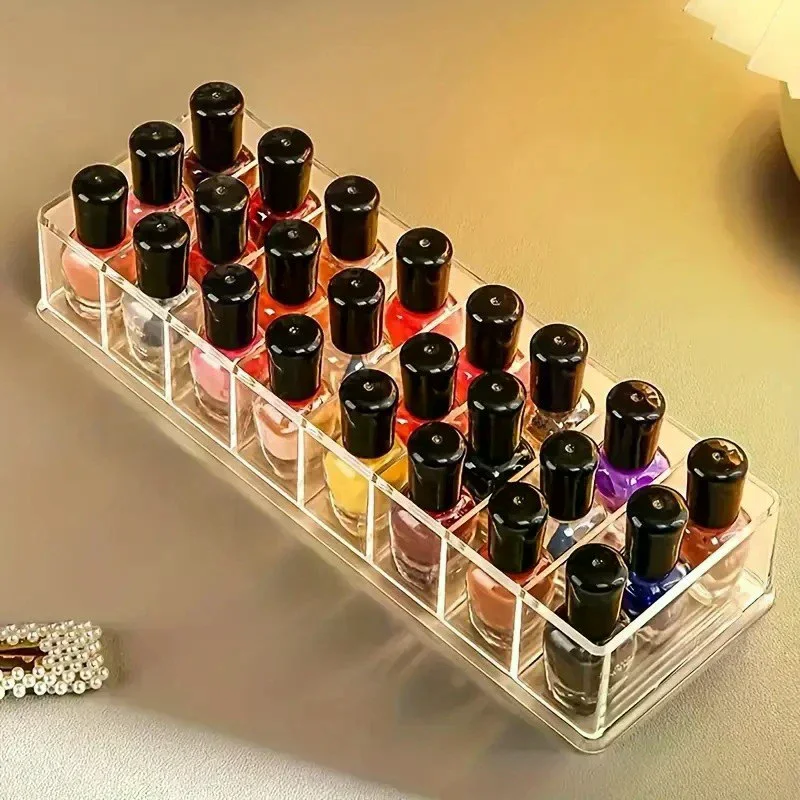 /YOV/Nail Polish Organizer Wearable Nail Display Acrylic Boxes Clear Drawer Organizers Case 8 Compartments