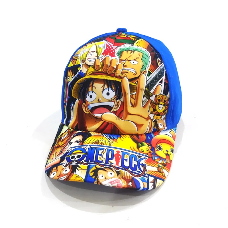 Jednoczęściowy sportowa czapka przeciwsłoneczna Anime Anime oddychająca czapka z daszkiem Luffy Roronoa Zoro regulowany wygodny czapki dla dzieci z szczytowym
