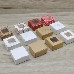 تغليف صندوق ورق الكرافت ، هدايا يدوية DIY ، هدايا عيد ميلاد سعيد ، صندوق حزمة الحلوى ، بالجملة ، 5.5x5.5x2.5 سم ، 10 قطع أفضل 8 بيع صندوق نصف مجوهرات بالجملة - No2