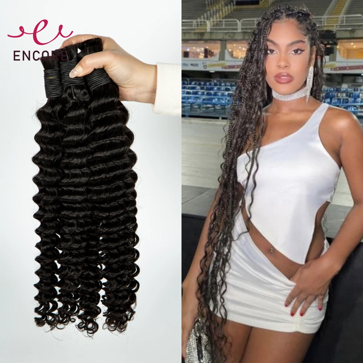 Deep Wave 1 3 Bundles 100% Human Hair Bulk for Braiding Extensions 26 28inch Hair Boho Braided Bundles No Weft Natural Hair Bulk