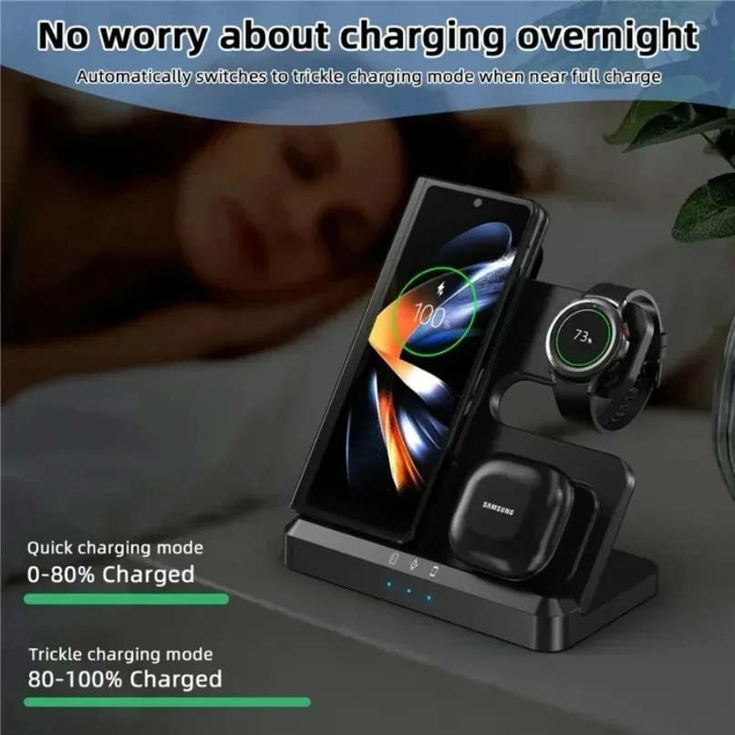 3 in 1 Wireless Charger Station Fast Charging Dock Stand For Samsung S25 Note Galaxy Watch 7 Active 2/1 Buds Earbuds Home Office view 5
